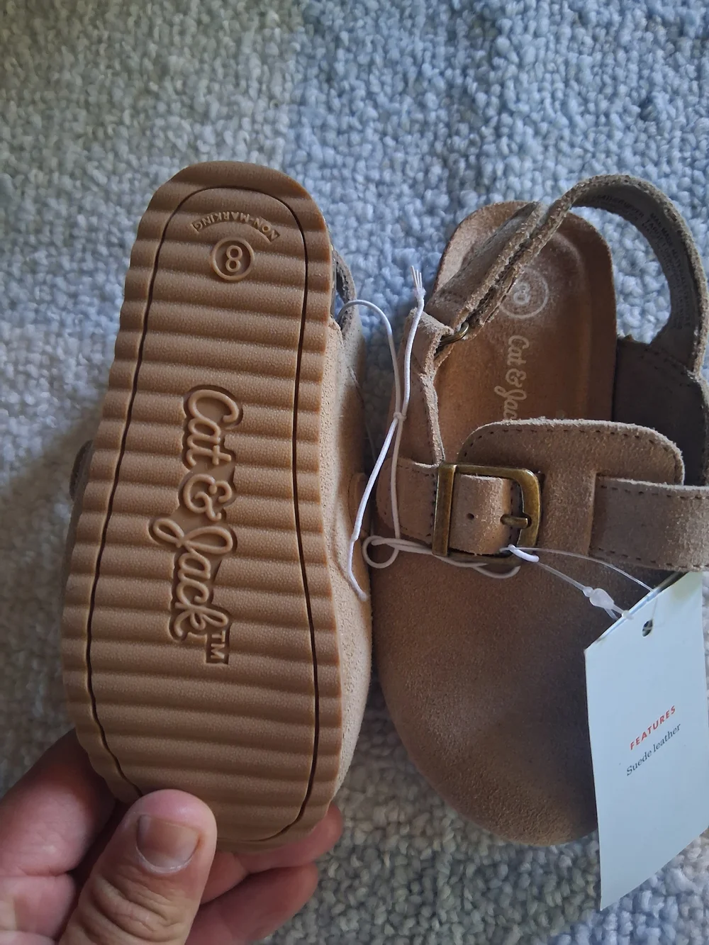 Cat & Jack Kids' Tan Suede Slingback Sandals - Tan Sz 8